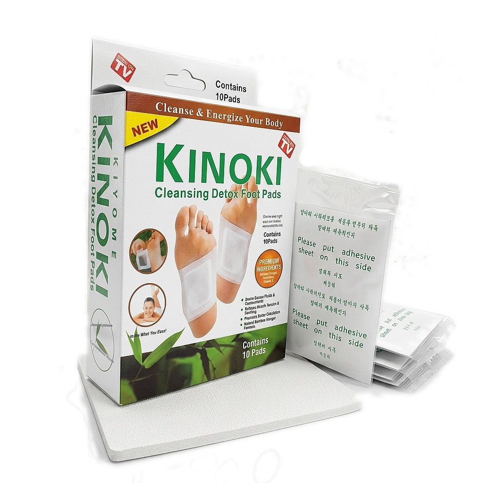 1 Parches detox de pies Kinoki aplicados en la planta del pie antes de dormir